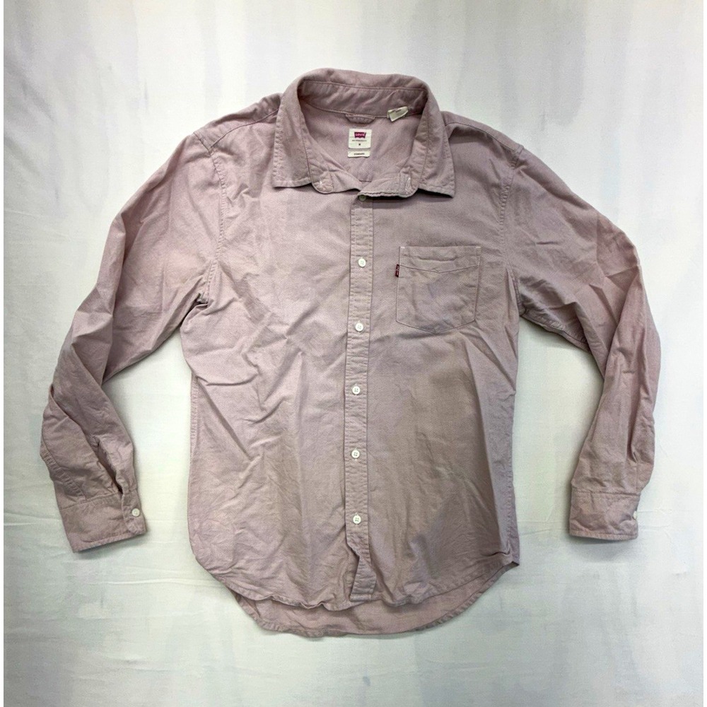 Levi's Men's Standard Fit Long Sleeve Button-Up Pink Cotton Pockets Size M